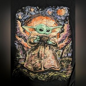 Star Wars Baby Yoda Starry Night Expressionism Graphic T-Shirt